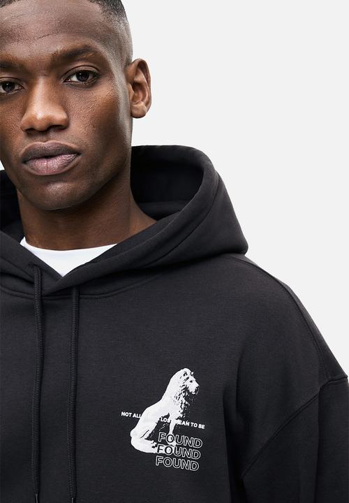 H&M - Loose fit printed hoodie - black/found