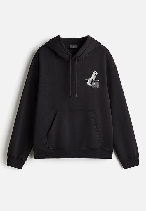 H&M - Loose fit printed hoodie - black/found