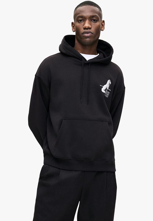 H&M - Loose fit printed hoodie - black/found