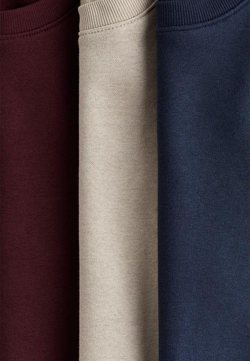 H&M - 3-pack brushed-inside sweatshirts - dark blue/dark red