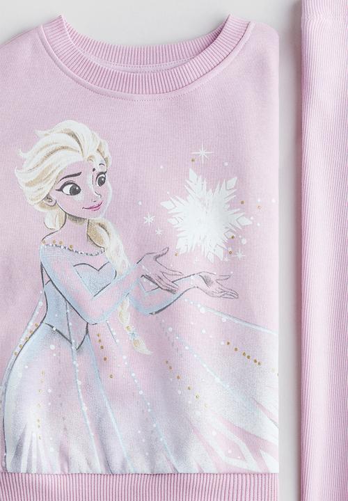 H&M - 2-piece top and leggings set - light pink/frozen