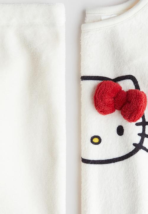 H&M - Printed velour pyjamas - cream/hello kitty