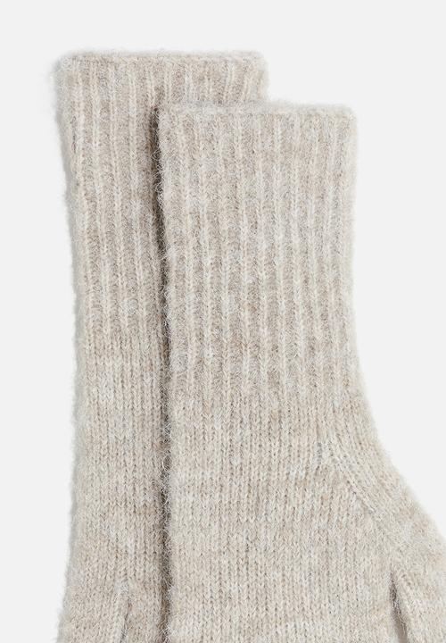 H&M - Knitted gloves - light beige marl