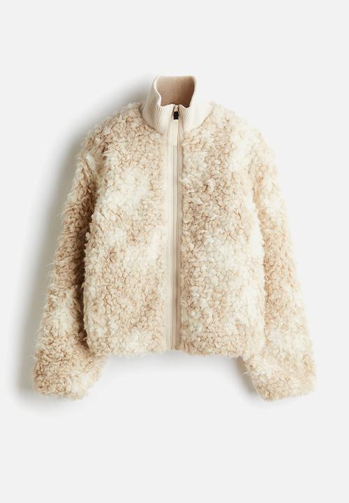 H&M - Teddy jacket - light beige/patterned
