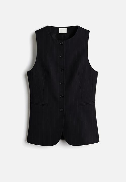 H&M - Long waistcoat - navy blue/pinstriped