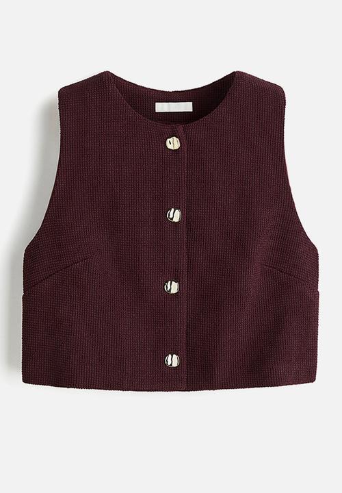 H&M - Textured jersey waistcoat - burgundy