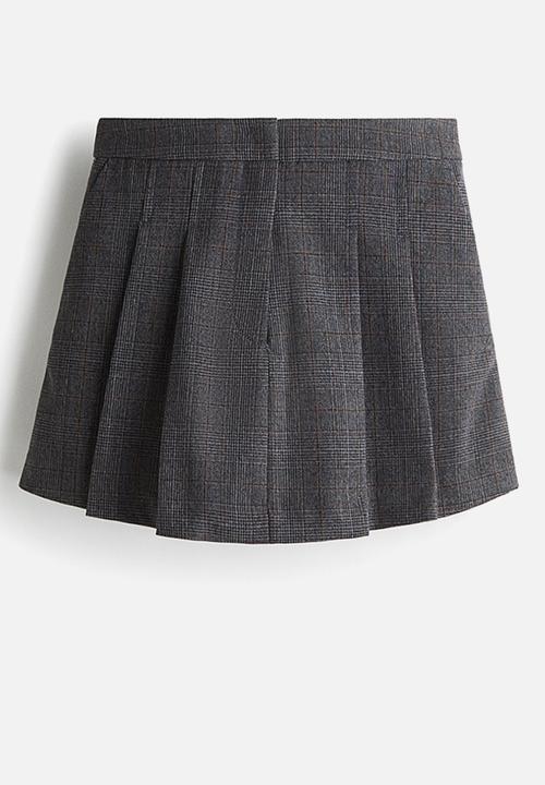H&M - Pleated skort - dark grey/checked