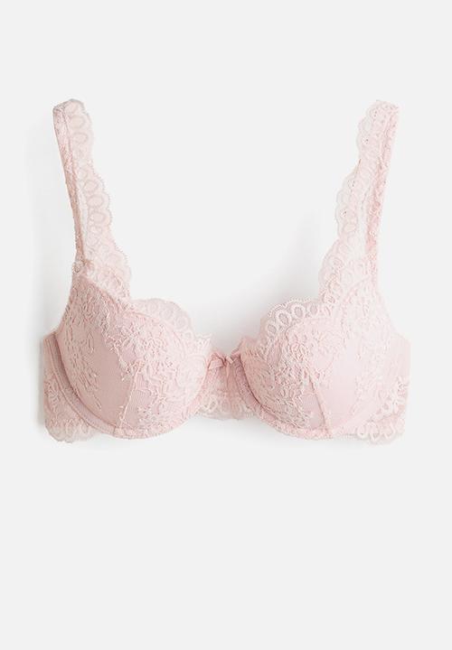 H&M - Lace push-up bra - light pink