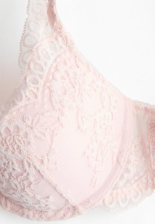 H&M - Lace push-up bra - light pink