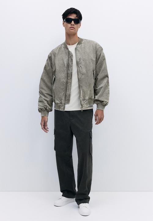 H&M - Washed bomber jacket - khaki green