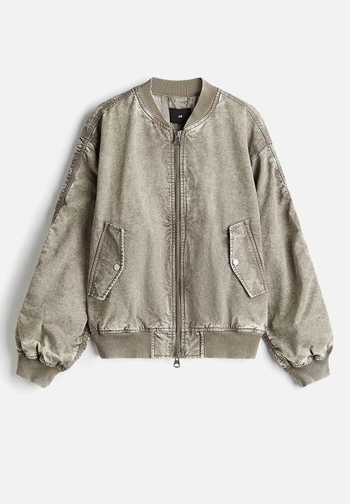 H&M - Washed bomber jacket - khaki green