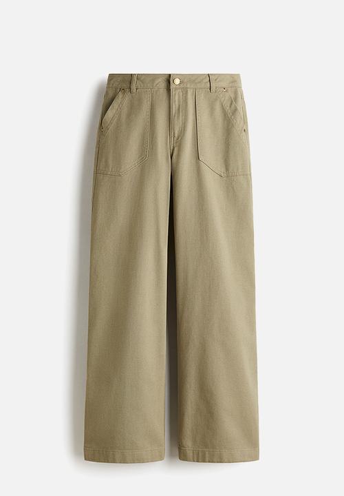H&M - Cotton twill trousers - khaki green
