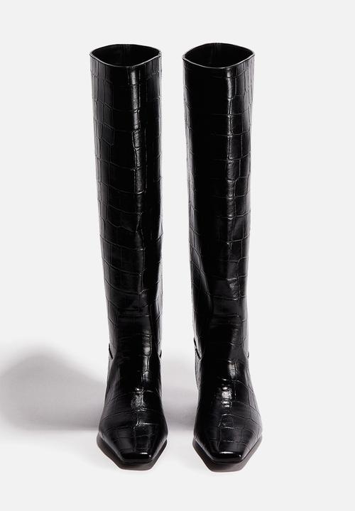 H&M - Knee-high boots - black/crocodile pattern