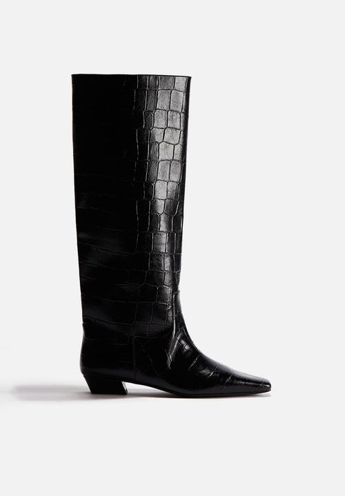 H&M - Knee-high boots - black/crocodile pattern