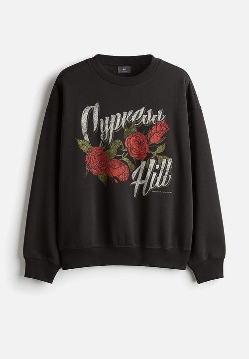 H&M - Oversized fit printed sweatshirt - black/cypress hill