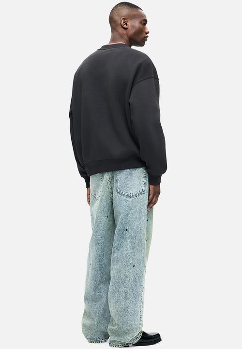 H&M - Oversized fit printed sweatshirt - black/cypress hill