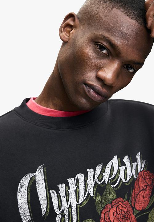 H&M - Oversized fit printed sweatshirt - black/cypress hill