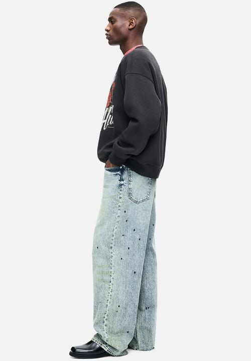 H&M - Oversized fit printed sweatshirt - black/cypress hill