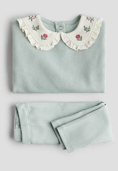 H&M - 2-piece sweatshirt and leggings set - light green