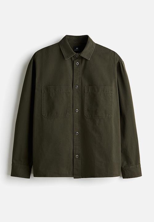 H&M - Relaxed fit twill overshirt - dark khaki green
