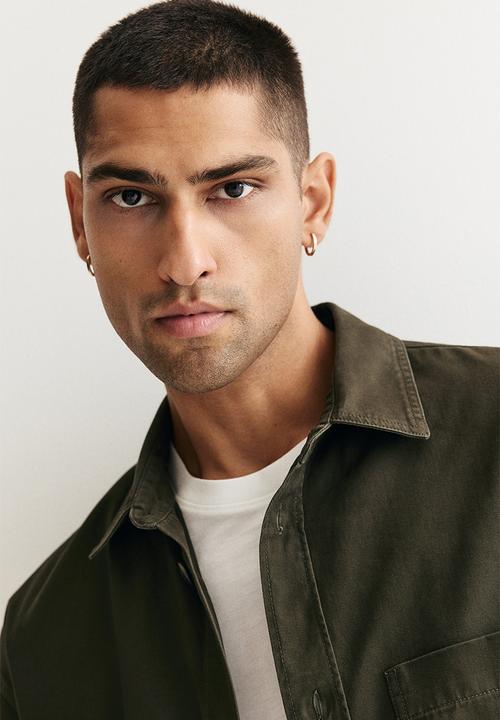 H&M - Relaxed fit twill overshirt - dark khaki green