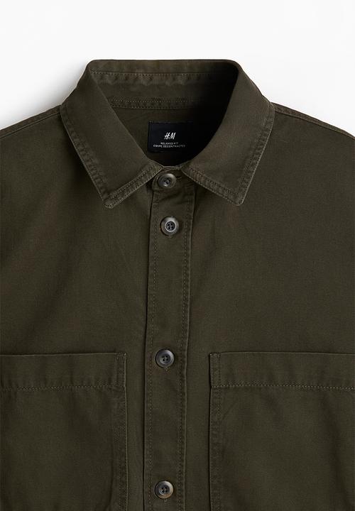H&M - Relaxed fit twill overshirt - dark khaki green