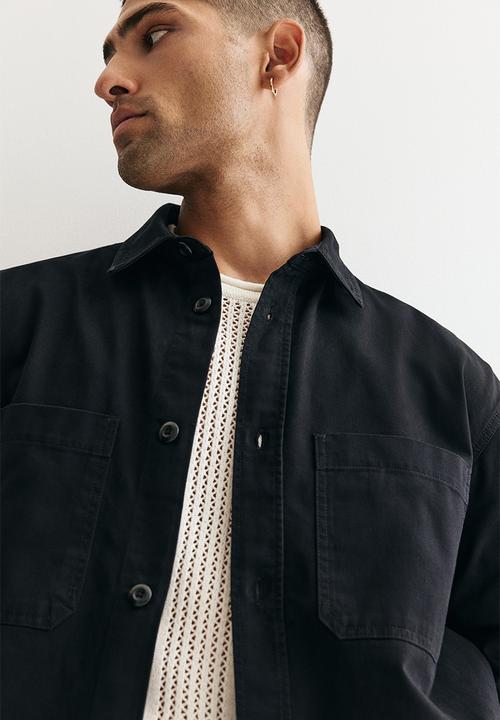 H&M - Relaxed fit twill overshirt - black