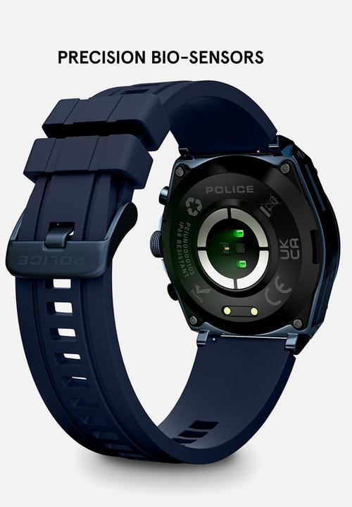 Police - Ip Blue Black Smartwatch Silicone Strap - Blue