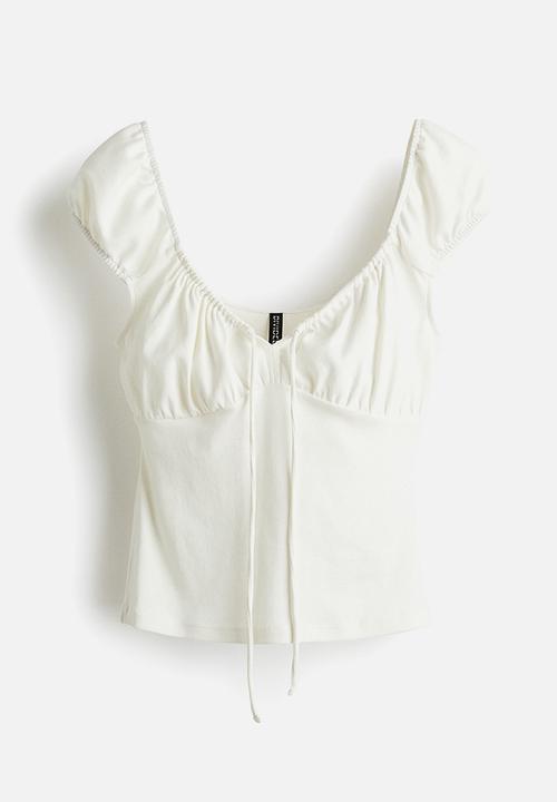 H&M - Drawstring-detail top - white