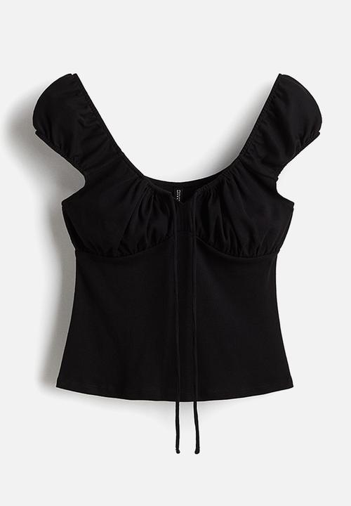 H&M - Drawstring-detail top - black