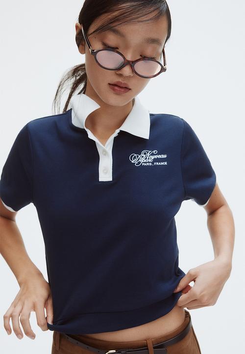 Cotton polo shirt - navy blue/nouveau depart - 1298248001