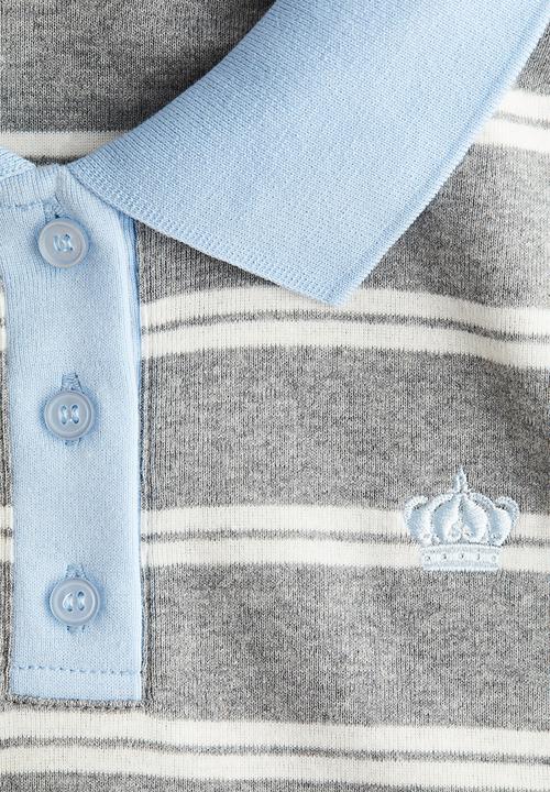H&M - Cotton polo shirt - grey marl/striped