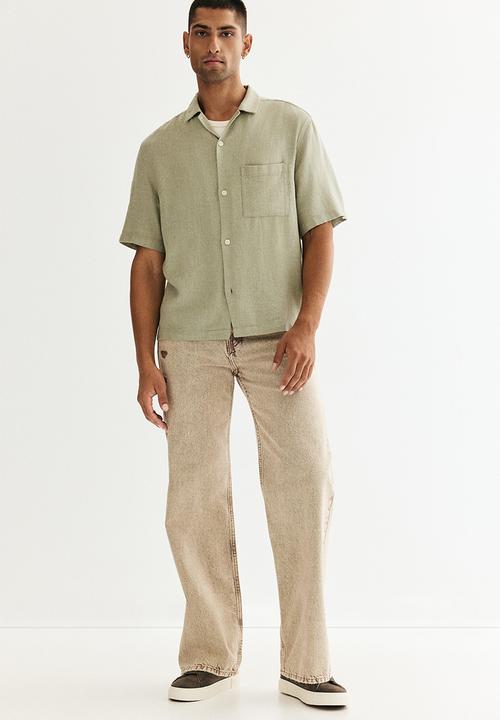H&M - Regular fit linen-blend resort shirt - pistachio green