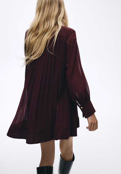H&M - Pleated dress - burgundy
