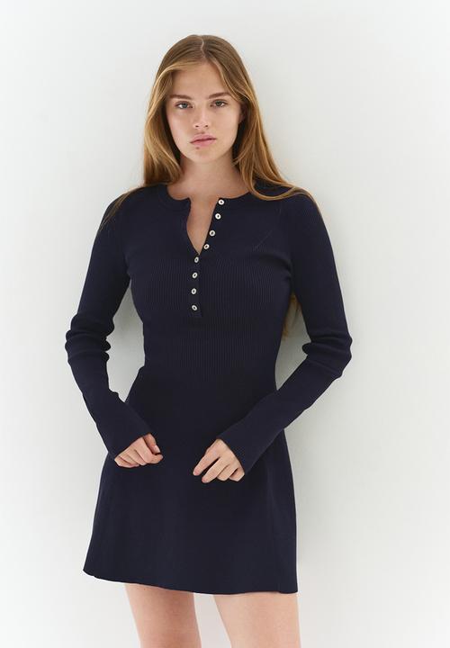 slim fit dress slacks Cream Knit A Line Mini Azuli Dress  SABO