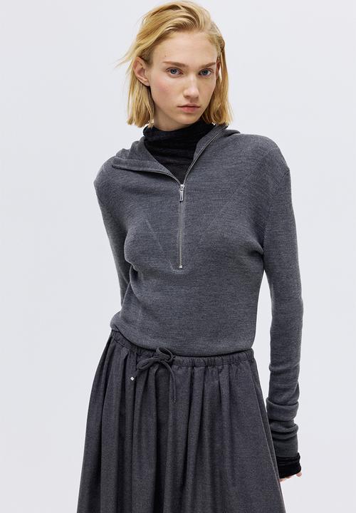H&M - Flared skirt - dark grey marl