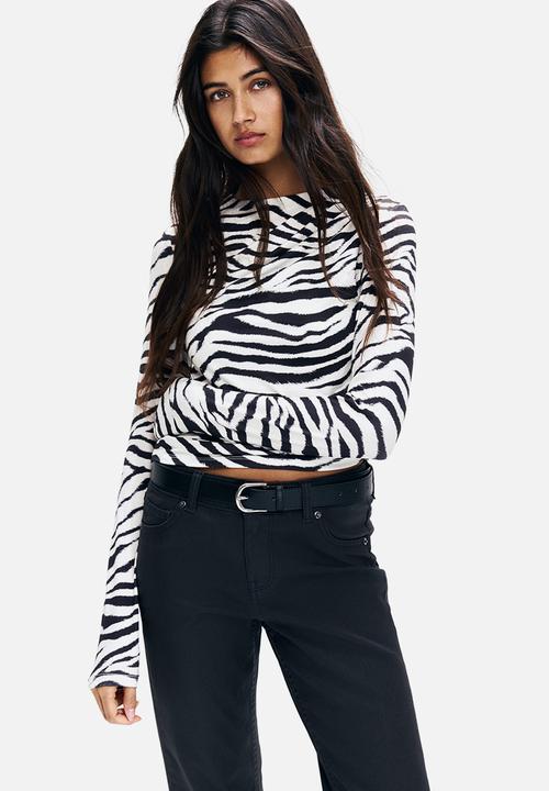 H&M - Draped top - white/zebra print
