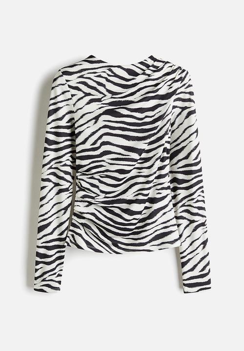 H&M - Draped top - white/zebra print