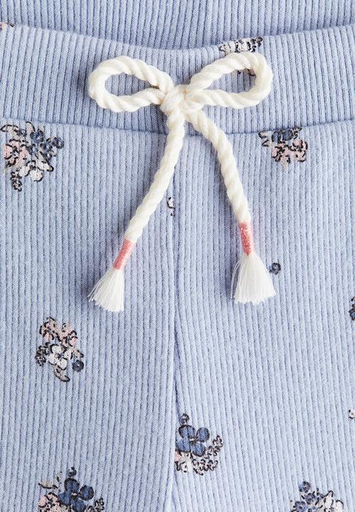 H&M - Ribbed jersey leggings - light blue/floral