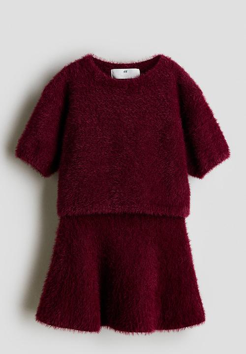 H&M - 2-Piece fluffy-knit set - dark red