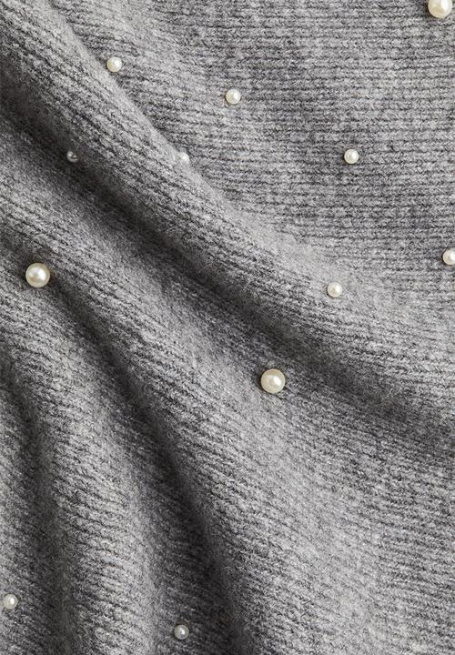 H&M - Bead-embellished bandeau top - grey marl