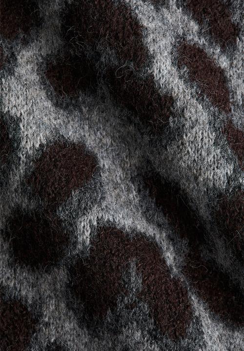 H&M - Boxy jacquard-knit jumper - grey/leopard print