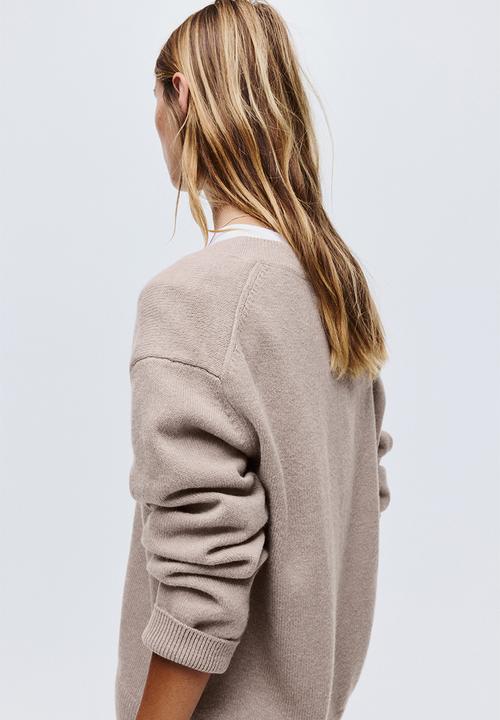 H&M - Oversized v-neck jumper - light mole
