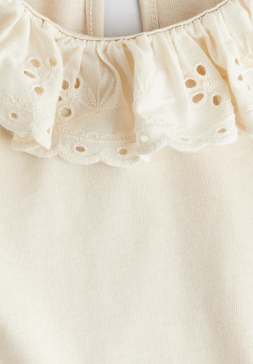 H&M - Broderie anglaise-collared top - light beige
