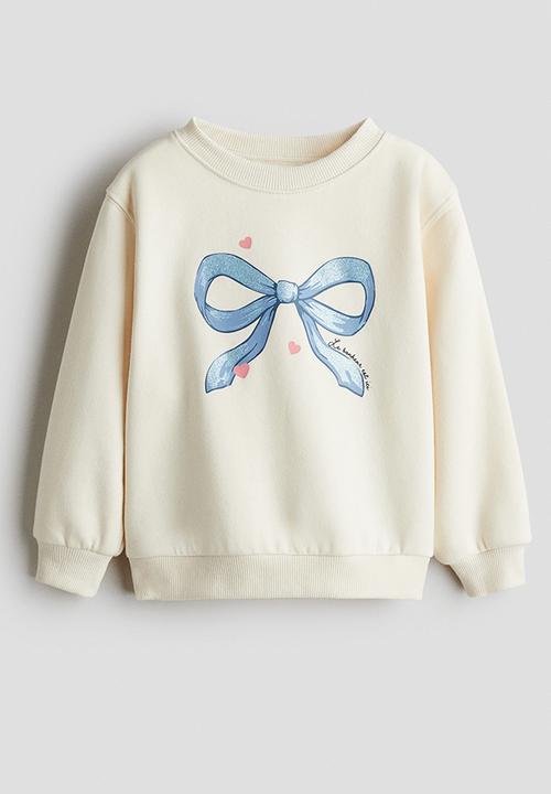 H&M - Printed brushed-inside sweatshirt - cream/bow