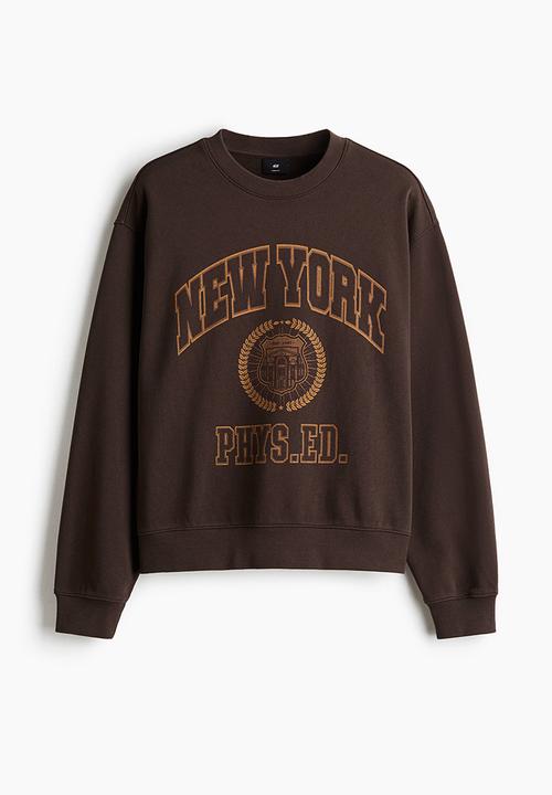 H&M - Loose fit sweatshirt - dark brown/new york