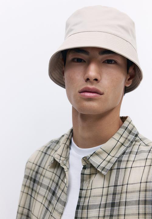 H&M - Relaxed fit short-sleeved shirt - beige/brown checked