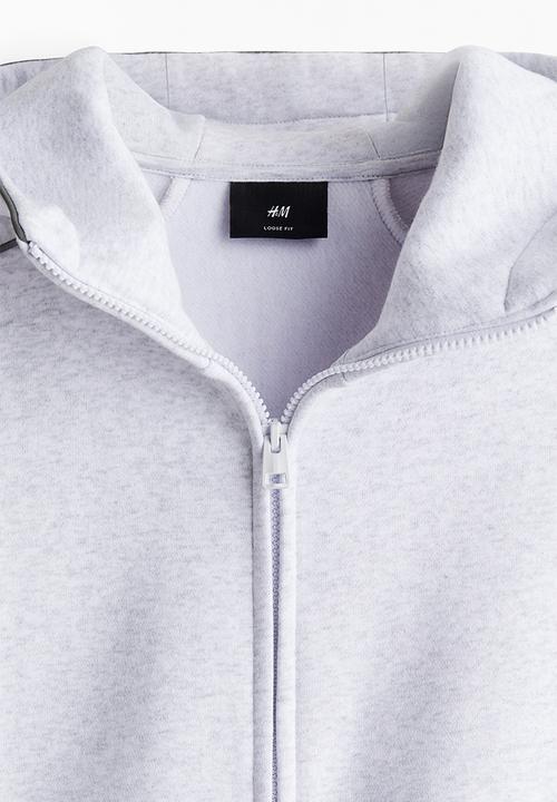 H&M - Loose fit zip-through hoodie - light grey marl