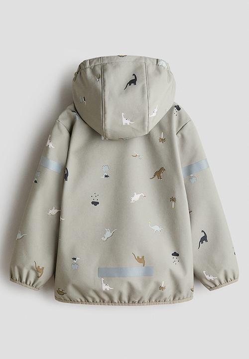 H&M - Water-resistant softshell jacket - greige/dinosaurs
