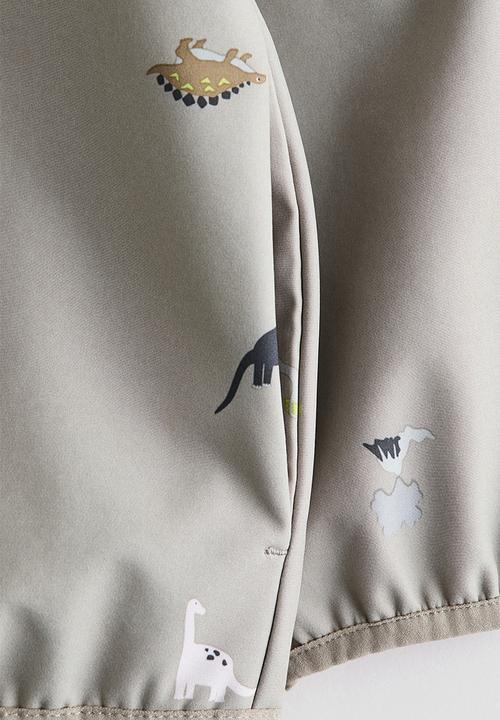 H&M - Water-resistant softshell jacket - greige/dinosaurs